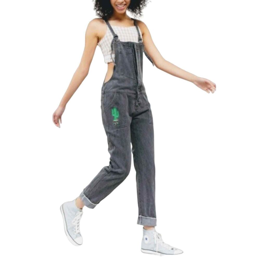 Cactus Embroidered Overalls in size Small.